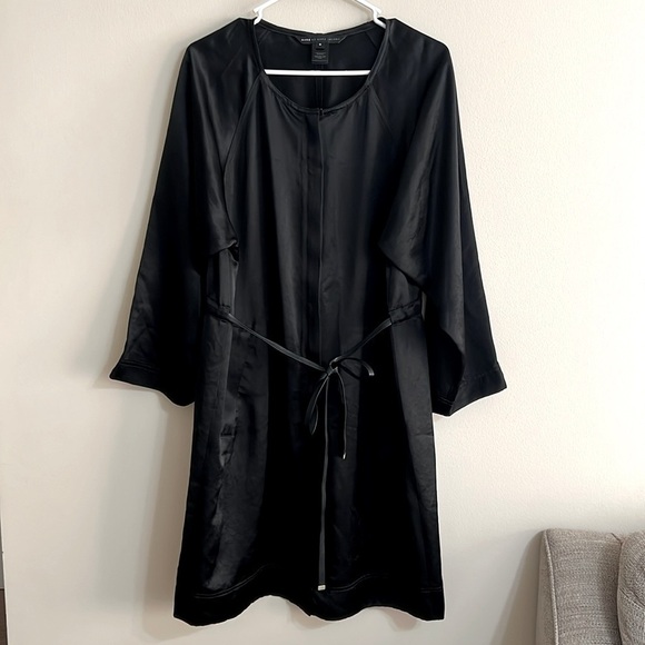 Marc Jacob’s Black Belted Long Sleeve Silky Oversized Zip Up Dress - Picture 1 of 9